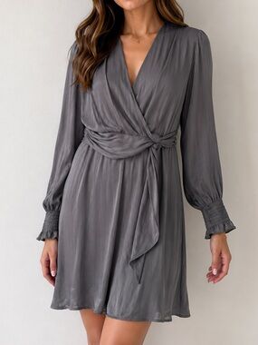 Anthropologie- GREYLIN Charcoal Wrap Dress